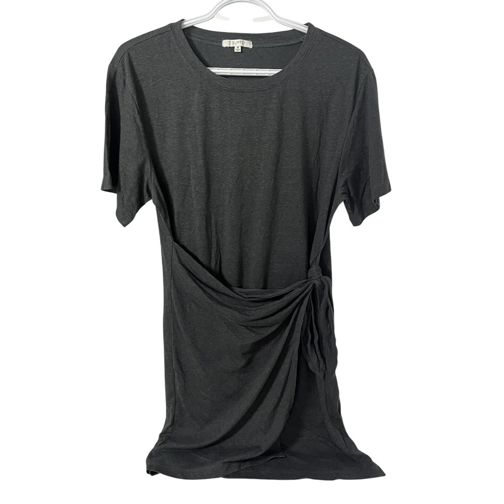 Z SUPPLY Charcoal Gray Side Knot Tee Shirt Dress